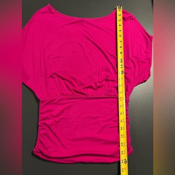 Express Dolman Ruched Hot Pink Blouse Sz XS - Picture 9 of 12